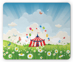 Sunny Sky Grass Tent Mouse Pad