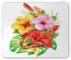 Colorful Hibiscus Blooming Mouse Pad