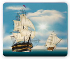 Antique Ships Navy Mouse Pad