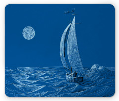 Ship on Ocean Moon Mouse Pad