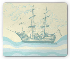 Ship Waves Clouds Mouse Pad