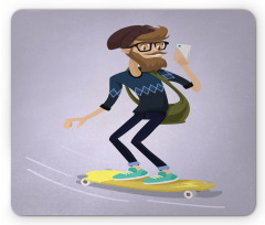 Young Man on Longboard Mouse Pad