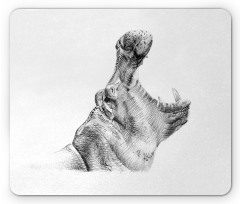 Yawning Hippo Sketch Mouse Pad