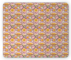 Retro Doodle Flowers Mouse Pad