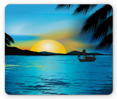 Calm Sunrise Fishing Boat Mouse Pad