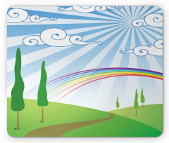 Rainbow on a Meadow Road Mouse Pad