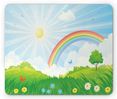 Sun and Rainbow Flowers Mouse Pad