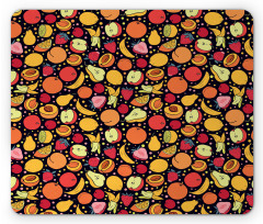 Colorful Fruits and Dots Mouse Pad