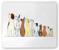 Dogs in a Row Looking Away Mouse Pad