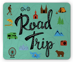 Road Trip Calligraphy with Map Mouse Pad