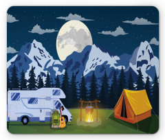 Camping in the Woods at Night Mouse Pad