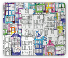 Watercolor Sketch Houses Mouse Pad