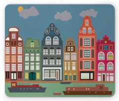 European Houses and Ships Mouse Pad