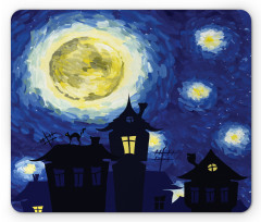 Country Houses Full Moon Mouse Pad