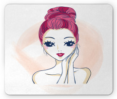 Pink Updo Bun Hairstyle Mouse Pad