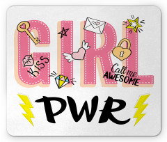 Girl Power with Hearts Mouse Pad