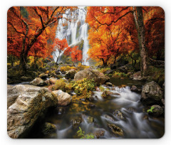 Autumn River Stream on Rocks Mouse Pad