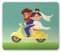 Happy Newlyweds on a Scooter Mouse Pad