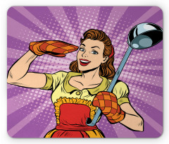 Retro Housewife Cooking Dinner Mouse Pad