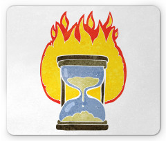 Retro Hourglass on Fire Mouse Pad