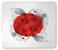 Japanese Carps on Circle Mouse Pad