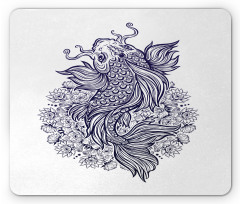 Koi Carp in Dark Blue Tone Mouse Pad