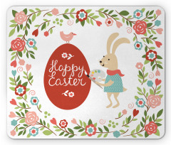 Egg Bunny Bloom Floral Frame Mouse Pad