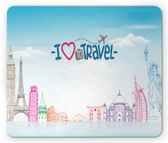 I Love to Travel Words Sky Mouse Pad