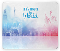 Travel the World Hand Drawn Mouse Pad