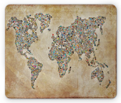 Vintage Collage World Map Mouse Pad