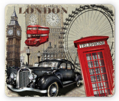 Vintage London Sign Collage Mouse Pad