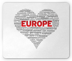 European Country Names Heart Mouse Pad