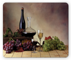 Grapes Wines Bottles Glasses Mouse Pad