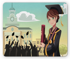 Girl Holding Diploma Mouse Pad