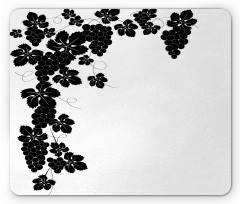 Monochrome Grape and Leafage Mouse Pad