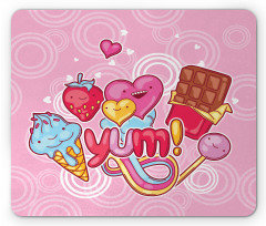 Heart Ice Cream Strawberry Mouse Pad