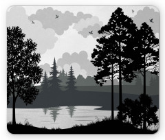 Tree River Flying Bird Mouse Pad