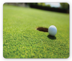 Golf Ball on Lip of Cup Grass Mouse Pad