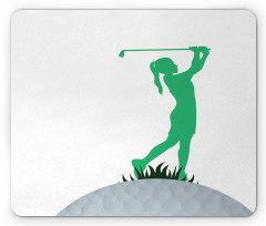 Woman Golf Player Taking Shot Mouse Pad