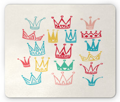 Cartoonish Colorful Crowns Mouse Pad