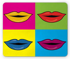 Colored Lips in Squares Mouse Pad