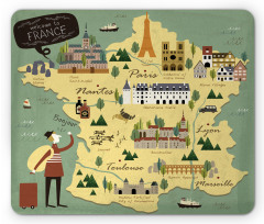 Travel Landmarks Map Doodle Mouse Pad