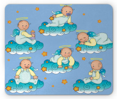 Babies on Clouds in Cartoon Mouse Pad