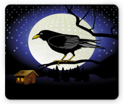 Full Moon Night Bird Mouse Pad