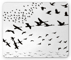 Monochrome Flying Birds Mouse Pad