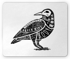 Gothic Bird Font Pattern Mouse Pad