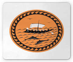 Greek Ship on Waves Mouse Pad