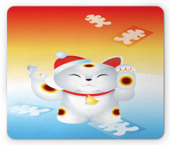 New Year Santa Cat Mouse Pad