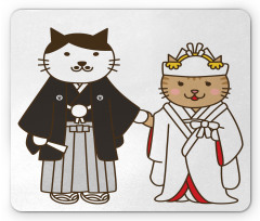 Bride and Groom Cats Mouse Pad