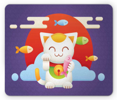 Maneki Neko Coins Fish Mouse Pad